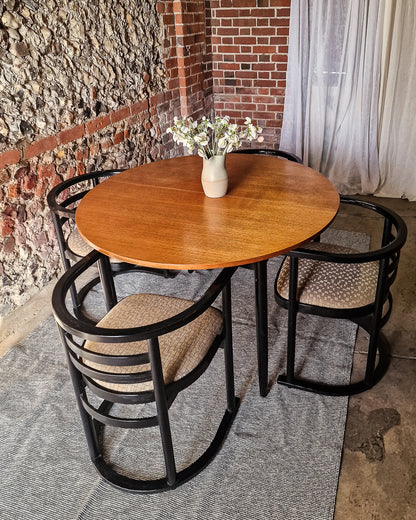 Mid Century Teak Dining Table & Ebonised Chairs (x 4)