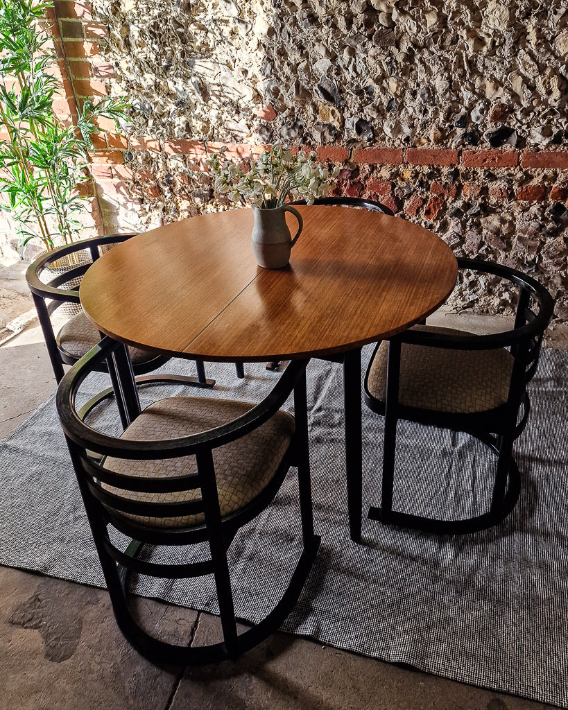 Mid Century Teak Dining Table & Ebonised Chairs (x 4)