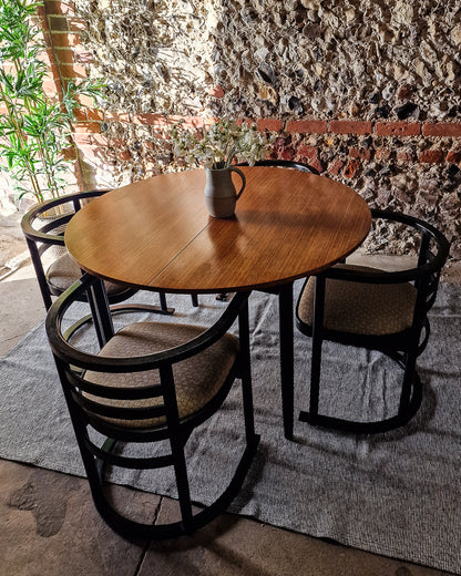 Mid Century Teak Dining Table & Ebonised Chairs (x 4)