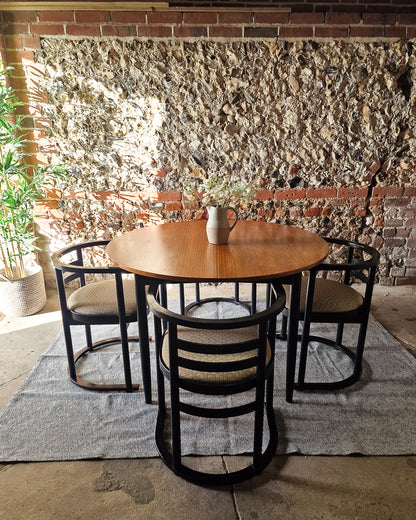 Mid Century Teak Dining Table & Ebonised Chairs (x 4)