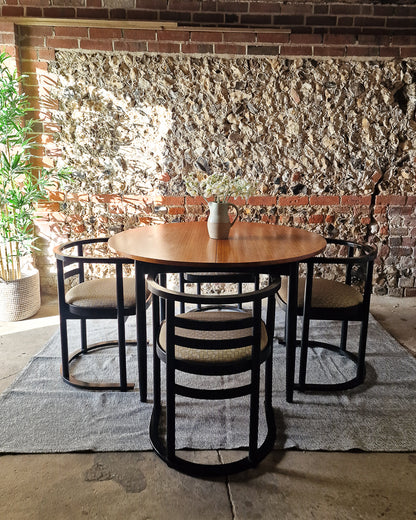 Mid Century Teak Dining Table & Ebonised Chairs (x 4)