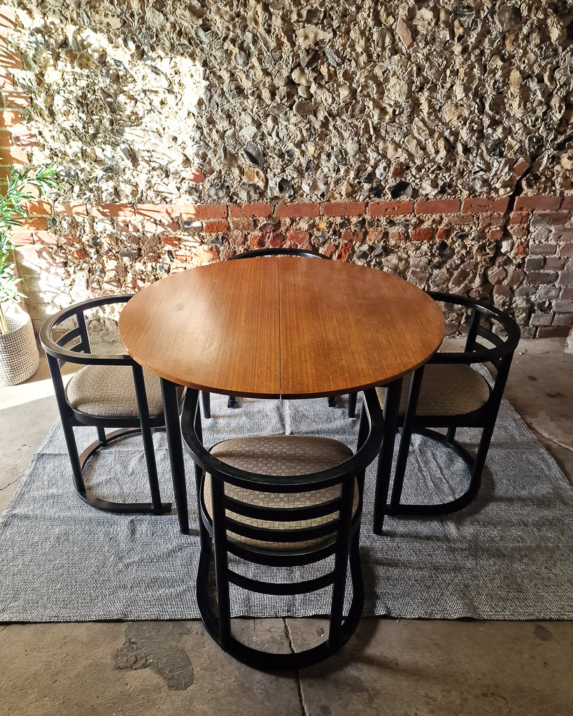 Mid Century Teak Dining Table & Ebonised Chairs (x 4)