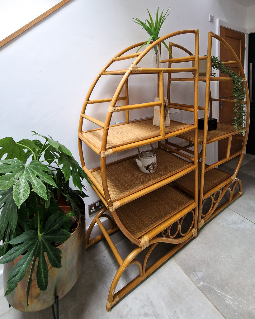 Vintage Bamboo Bookcase / Room Divider