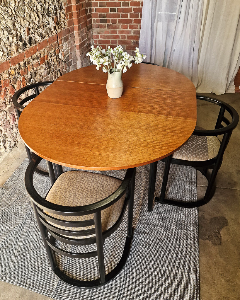 Mid Century Teak Dining Table & Ebonised Chairs (x 4)