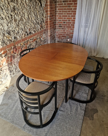 Mid Century Teak Dining Table & Ebonised Chairs (x 4)