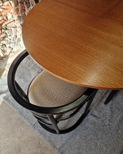 Mid Century Teak Dining Table & Ebonised Chairs (x 4)