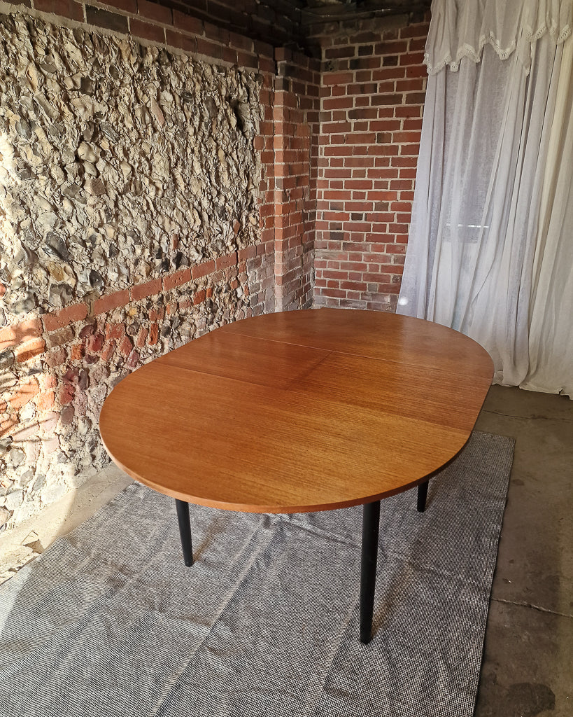 Mid Century Teak Dining Table & Ebonised Chairs (x 4)
