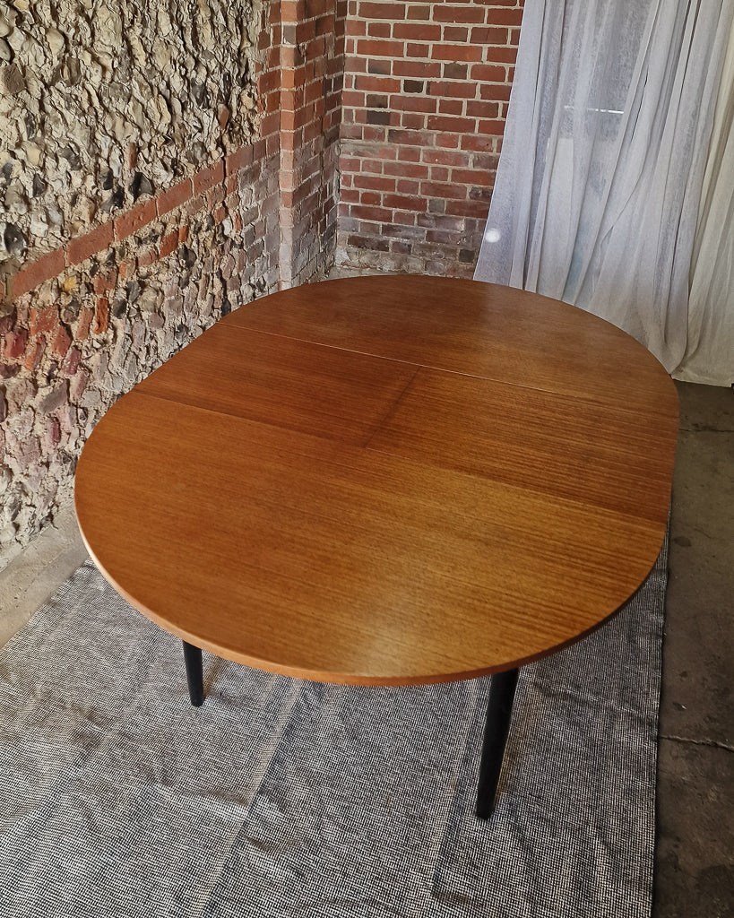 Mid Century Teak Dining Table & Ebonised Chairs (x 4)