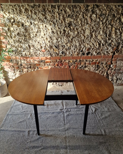 Mid Century Teak Dining Table & Ebonised Chairs (x 4)