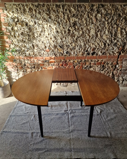 Mid Century Teak Dining Table & Ebonised Chairs (x 4)