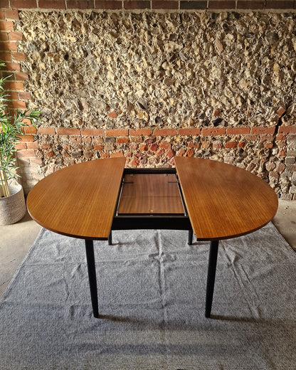 Mid Century Teak Dining Table & Ebonised Chairs (x 4)