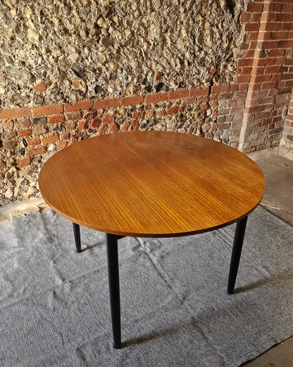 Mid Century Teak Dining Table & Ebonised Chairs (x 4)