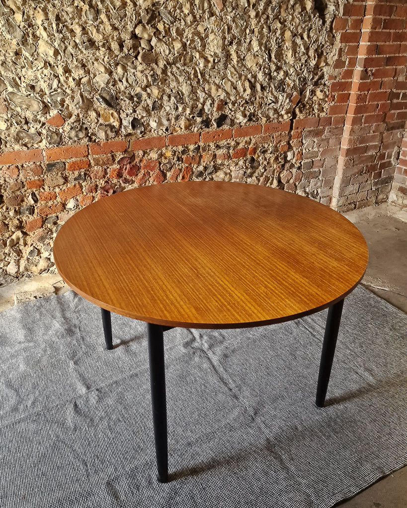 Mid Century Teak Dining Table & Ebonised Chairs (x 4)