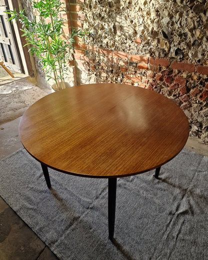 Mid Century Teak Dining Table & Ebonised Chairs (x 4)