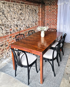 Mid Century Rosewood Dining Table & Ebonised Chairs (x 6)