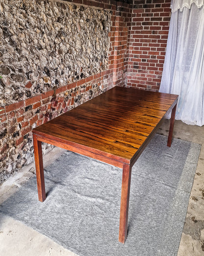 Mid Century Rosewood Dining Table & Ebonised Chairs (x 6)