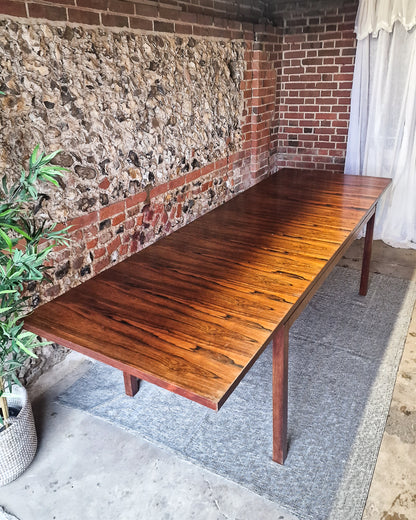 Mid Century Rosewood Dining Table & Ebonised Chairs (x 6)