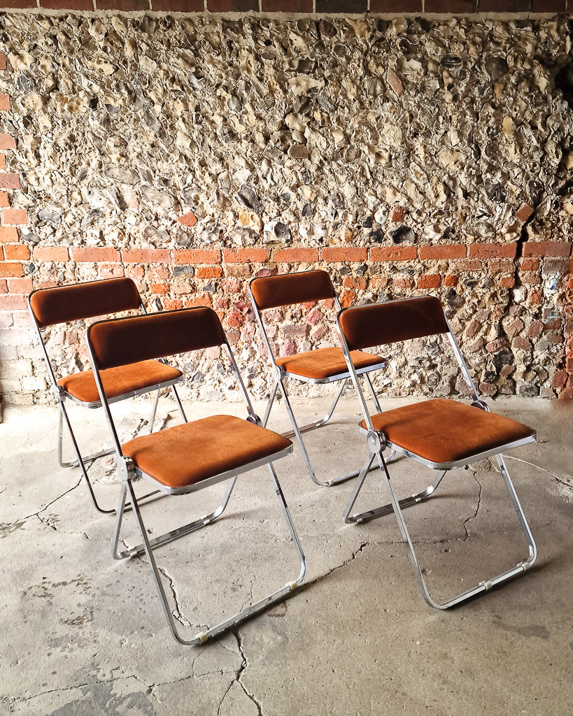 Mid Century Chrome Italian Folding Chairs (x4)