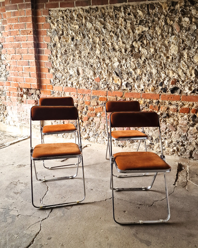 Mid Century Chrome Italian Folding Chairs (x4)