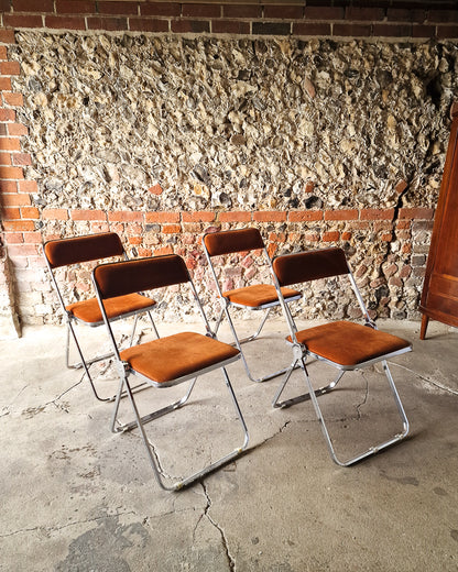 Mid Century Chrome Italian Folding Chairs (x4)