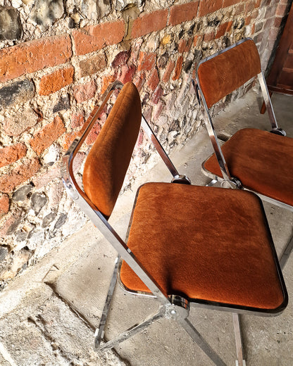 Mid Century Chrome Italian Folding Chairs (x4)