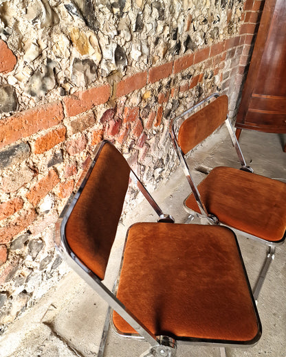 Mid Century Chrome Italian Folding Chairs (x4)