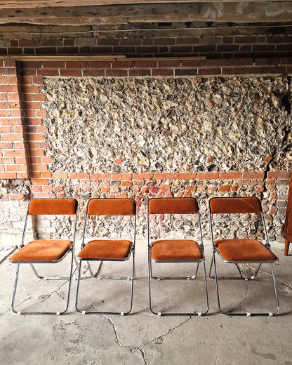 Mid Century Chrome Italian Folding Chairs (x4)