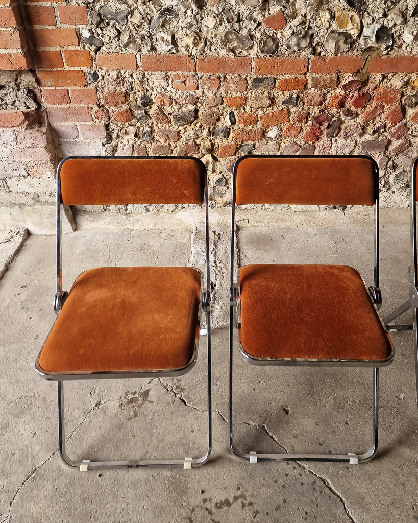 Mid Century Chrome Italian Folding Chairs (x4)