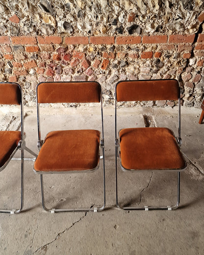 Mid Century Chrome Italian Folding Chairs (x4)