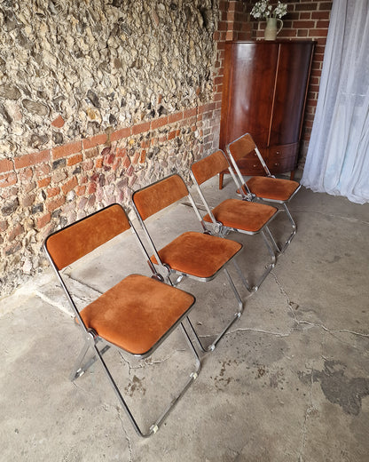 Mid Century Chrome Italian Folding Chairs (x4)