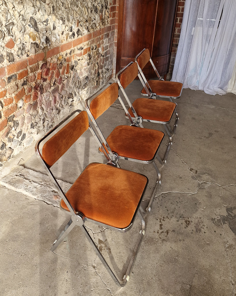 Mid Century Chrome Italian Folding Chairs (x4)