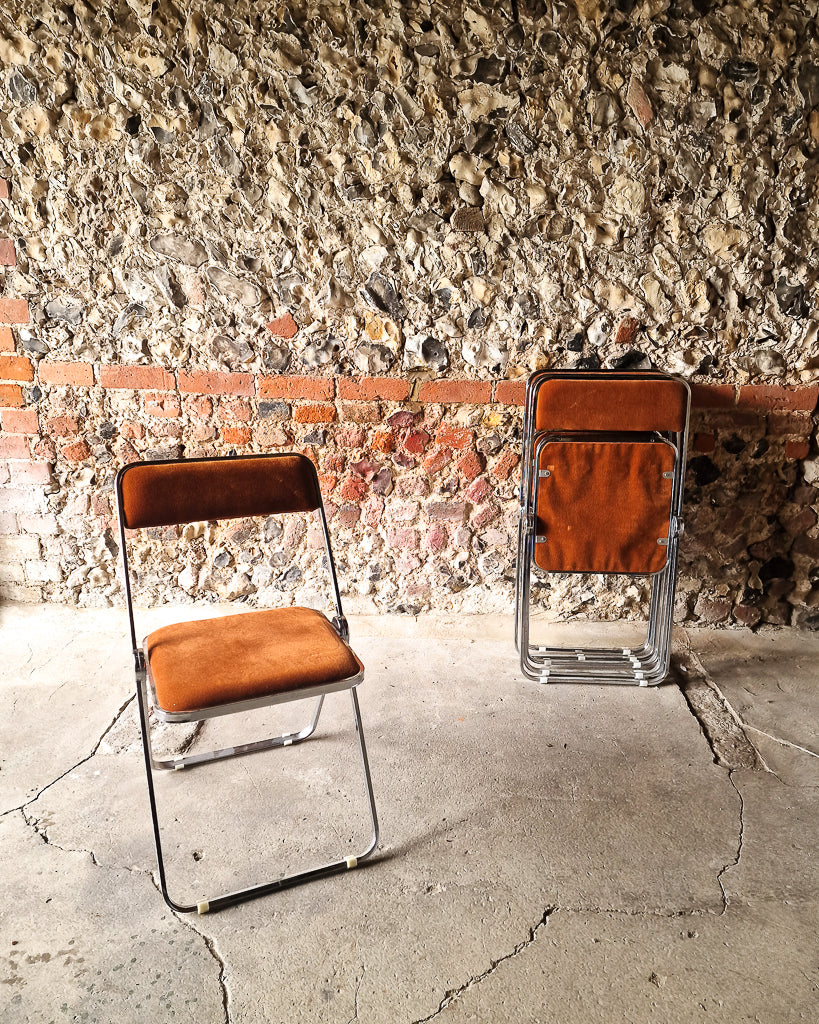 Mid Century Chrome Italian Folding Chairs (x4)