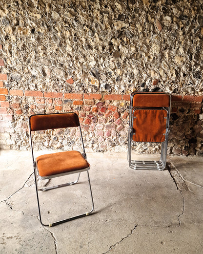 Mid Century Chrome Italian Folding Chairs (x4)