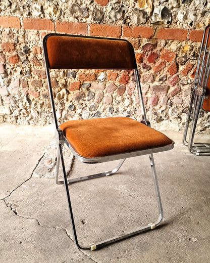 Mid Century Chrome Italian Folding Chairs (x4)