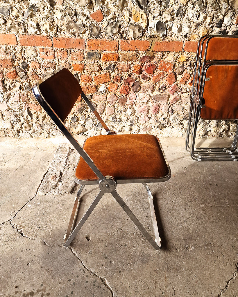 Mid Century Chrome Italian Folding Chairs (x4)