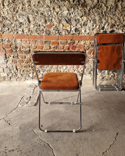 Mid Century Chrome Italian Folding Chairs (x4)