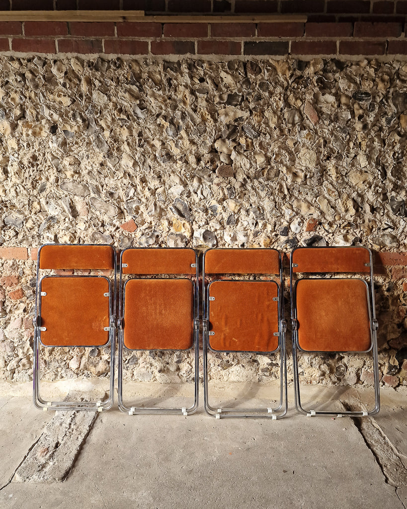 Mid Century Chrome Italian Folding Chairs (x4)