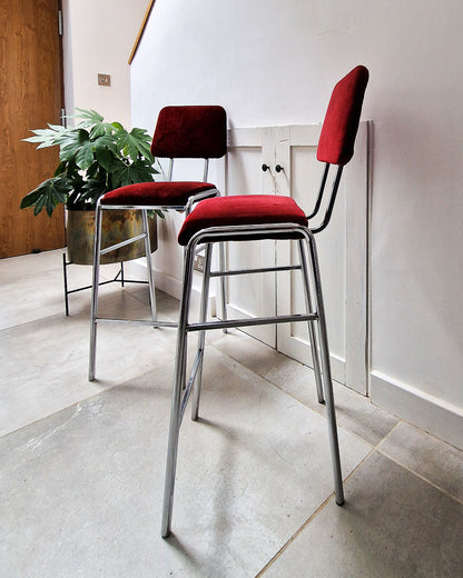 Post Modern Chrome Bar / Kitchen Stools (Pair)