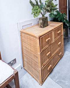 Vintage Bamboo & Rattan Chest of Drawers