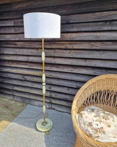 Mid Century Standard Floor Lamp inc. Shade Brass and Green Onyx