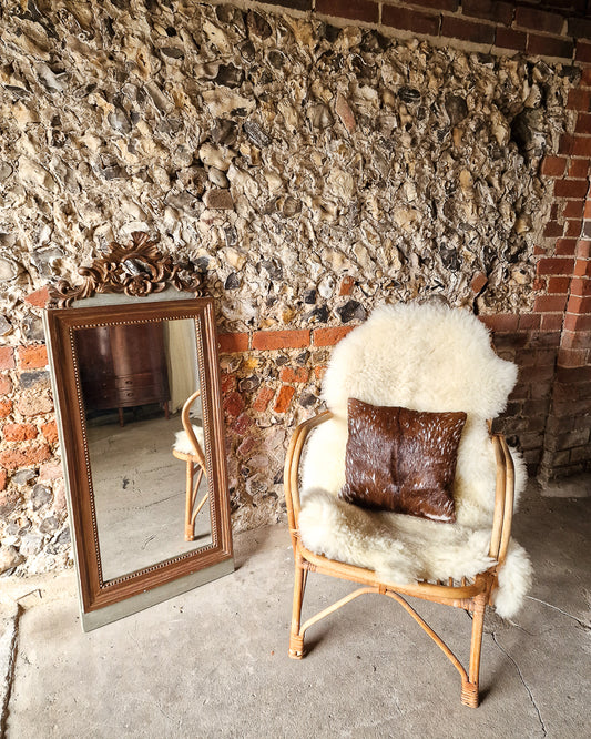 Antique French Gold Gilt & Painted Carved Mirror