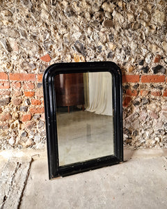 Antique French Black Lacquered Mirror