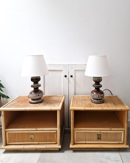 German Pottery Table Fat Lava Table Lamps (Pair)