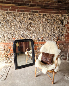 Antique French Black Lacquered Mirror