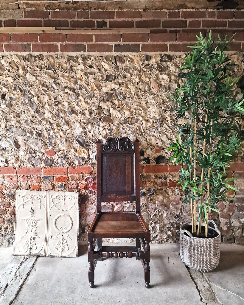 Jacobean Style Carved Oak Hall Chair