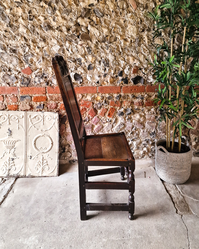 Jacobean Style Carved Oak Hall Chair