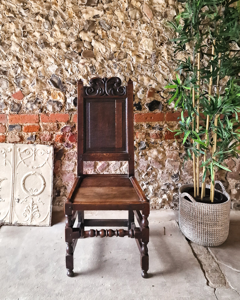 Jacobean Style Carved Oak Hall Chair