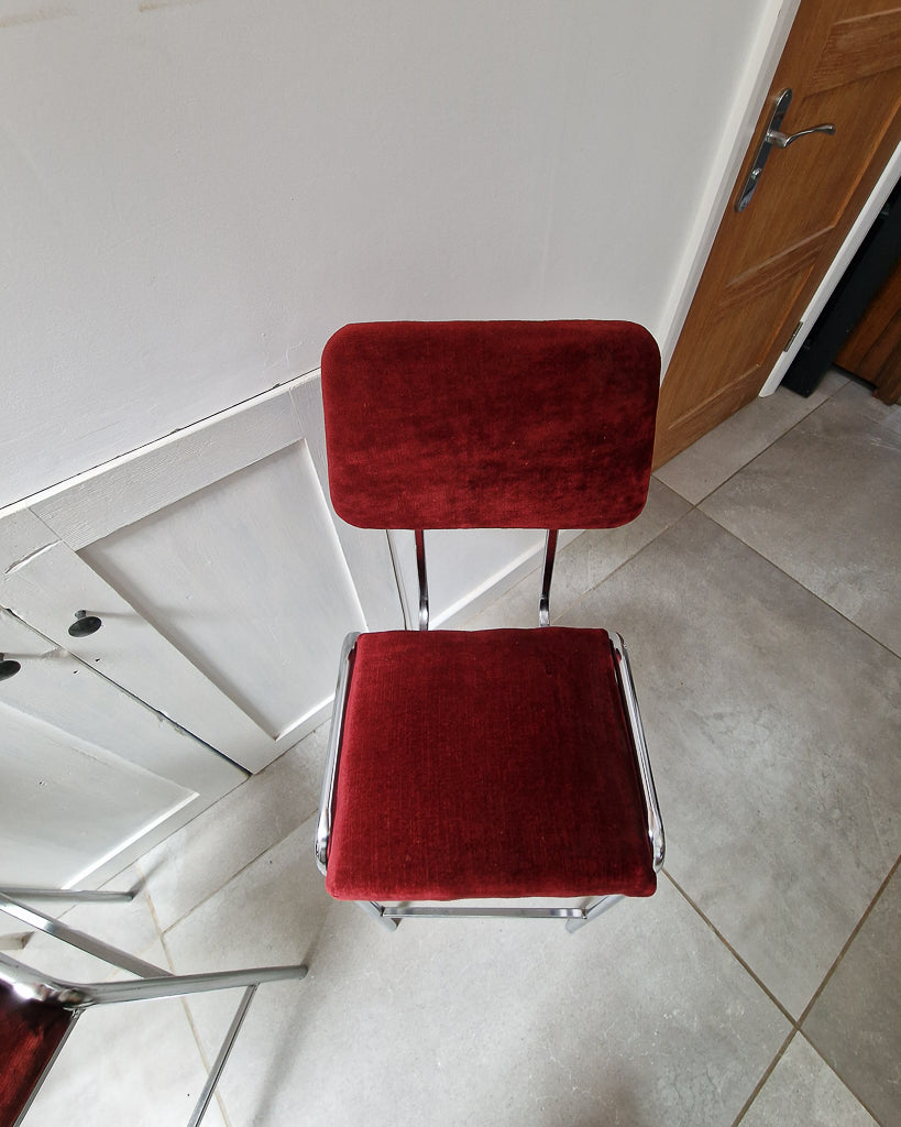 Post Modern Chrome Bar / Kitchen Stools (Pair)