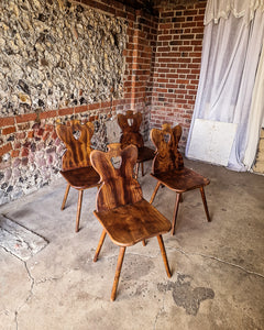 Brutalist Elm Dining Chairs (x4)