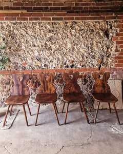Brutalist Elm Dining Chairs (x4)